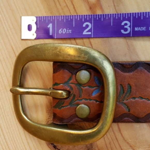 XS Lucky Brand Belt Leather Floral Hand Painted - Picture 6 of 8